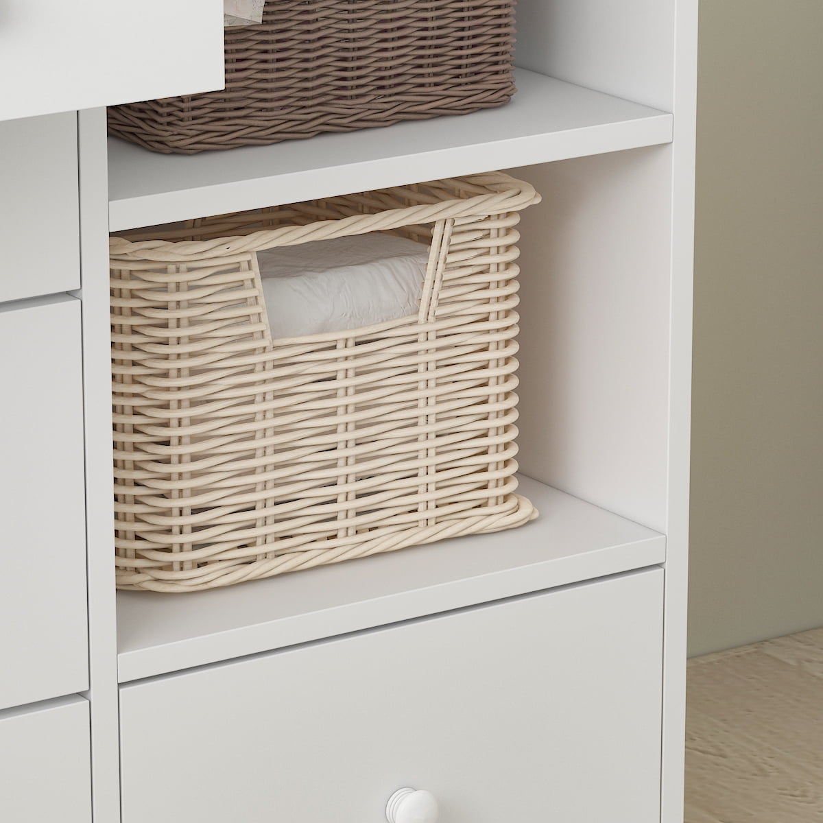 WIAWG White Baby Dresser w/ Changing Table Top & Drawers, Wooden Nursery Dresser for Infant, 47.2"