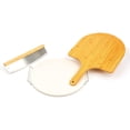 thumbnail image 4 of 4-Piece Large Pizza Stone Set - 13" Thermal Shock Resistant  Pizza Stone with Handle Rack, 19" Natural Bamboo Pizza Peel & Pizza Cutter - Large Baking Stone for Grill and Oven, 4 of 6