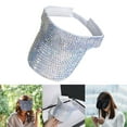 thumbnail image 5 of Shiny Bling Rhinestone Visor Sun Hat Adjustable Empty Top Outdoor Hat for Beach White colorful, 5 of 8