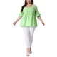 thumbnail image 2 of Blusa de mujer de talla grande Agnes Orinda, de manga corta, con escote en forma de corazón, de cuadros, estilo peplum, 1X verde, 2 of 6