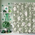 thumbnail image 3 of Shower Curtain, Retro Rural White Flowers Waterproof Shower Curtain Set with Hooks for Bathroom Showers,Stalls and Bathtubs,36x72In Floral on Sage Green Background, 3 of 9