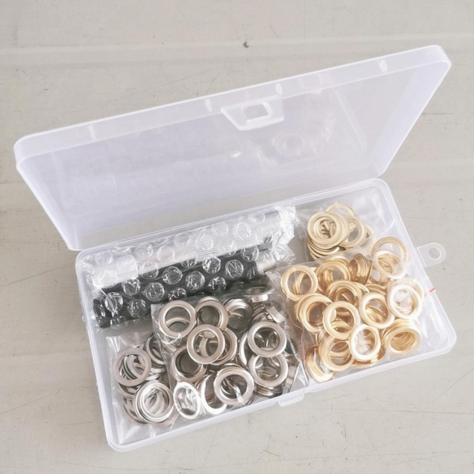 GUOOL 120 Sets Grommet Eyelets with Washer, 3 Grommet Setting Tool Storage Box for Tarpaulin Fabric Craft Making Leather Crafting Shoes