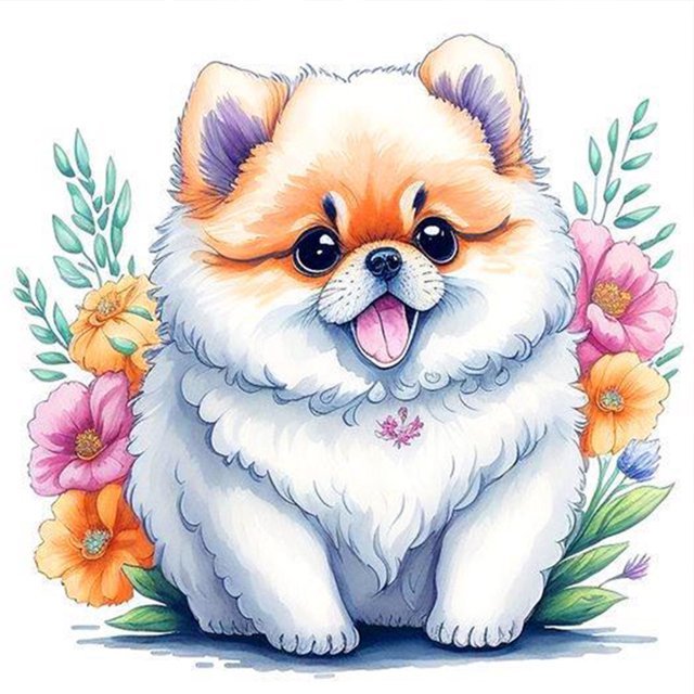 5D DIY Lindo Perro Samoyedo Kit Del 30x30cm