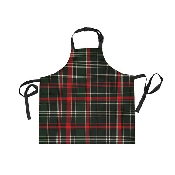 JSTEL Christmas Checked Tartan Apron with 2 Pockets for Women Men Adjustable Garden Bib