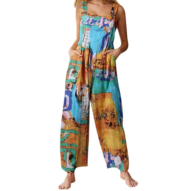 Mono de mujer con bolsillos, sin mangas, piernas anchas, monos de talla grande Romacci Monos