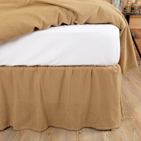 Easy Fit Solid Natural Natural Tan Farmhouse Bedding Veranda Burlap Tan Cotton Split Corners Gathered Cotton Burlap Solid Color King Bed Skirt ()