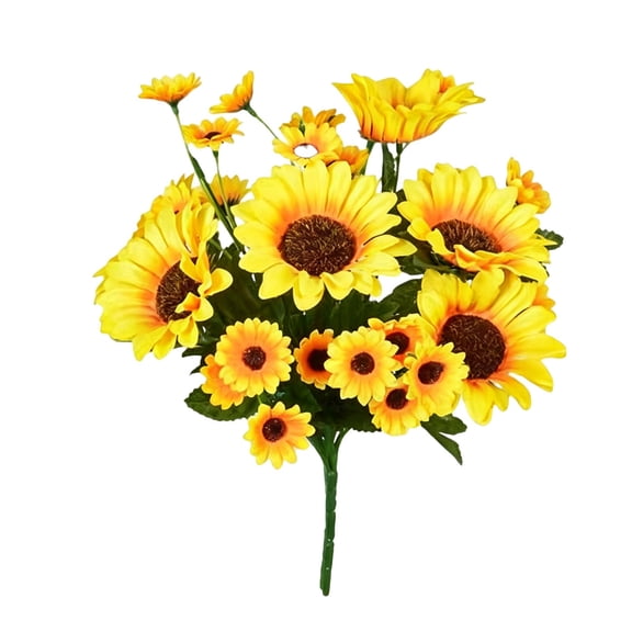 Bomd Artificial Sunflowers for Outdoors - Fake Sunflower Bouquets With Large Blooms, UV Resistant Silk Construction, For Home, Wedding And Fall Arrangements, For Garden Party Decor, 12.6 In