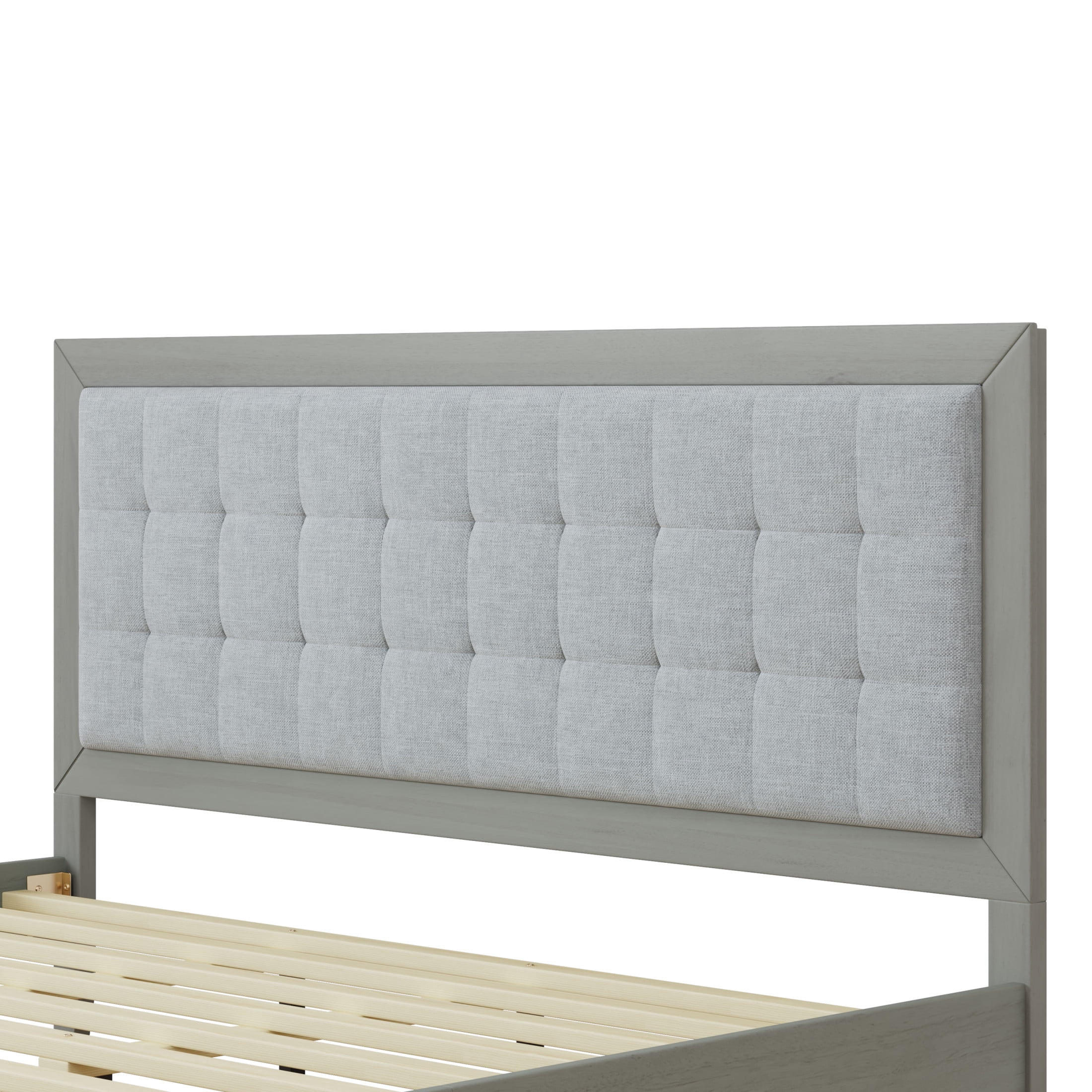 Christopher Knight Home Bohemian California King Bed Frame with Grey Tufted Headboard and Solid Wood