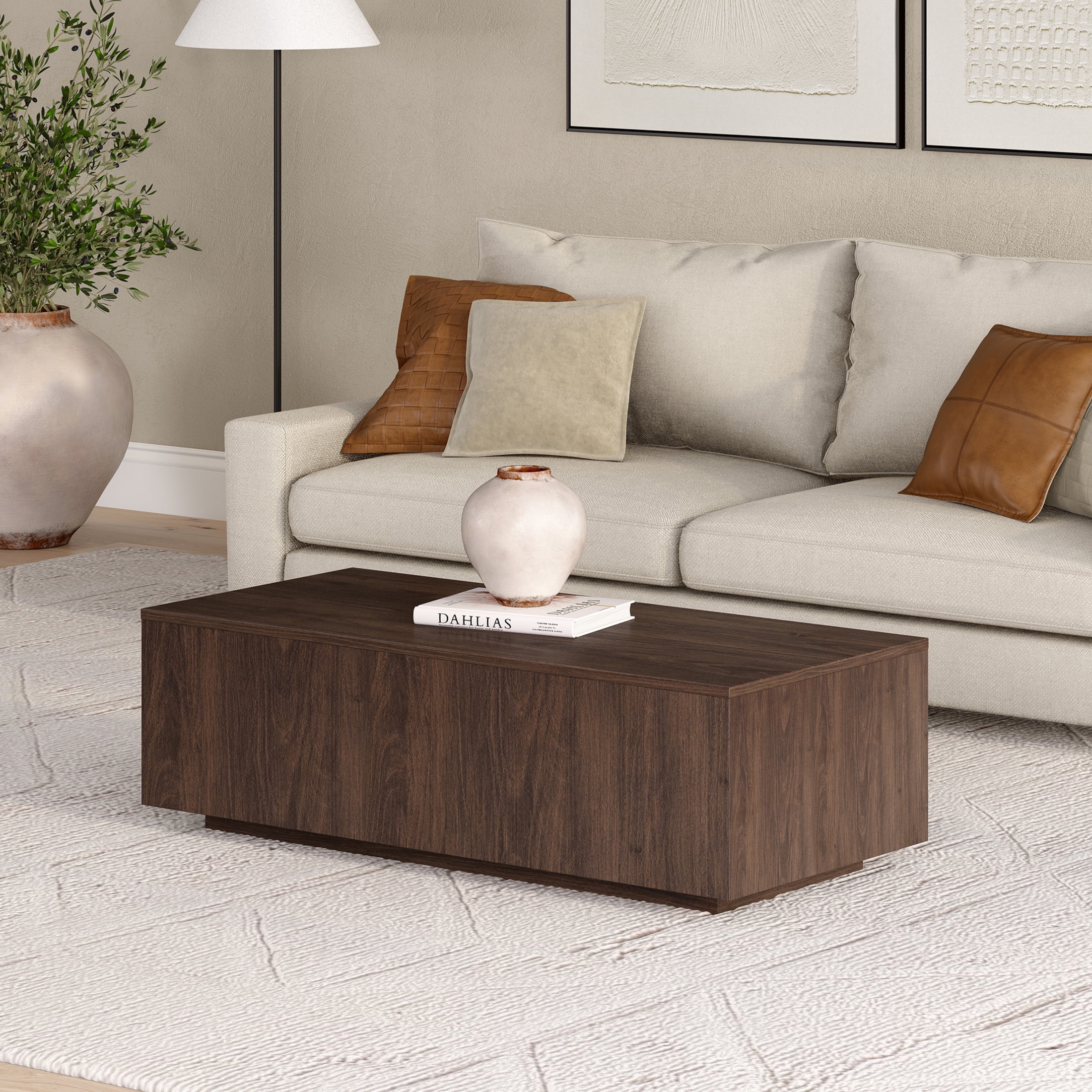 Evelyn&Zoe Modern/Contemporary 48" Wide Alder Brown Coffee Table