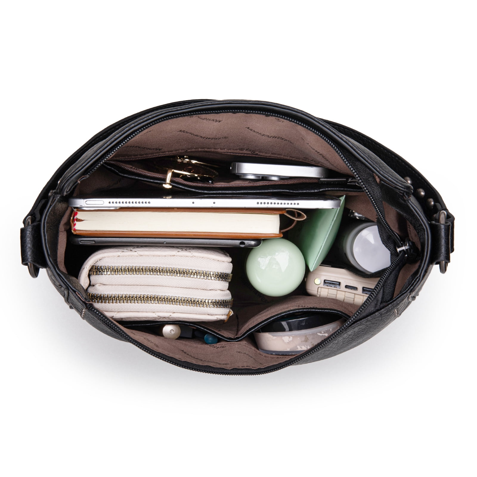 Montana West Purse and Wallet 2Pcs Set Hobo Crossbody Bag for Women Shoulder Handbags with Adjustable Strap, Black