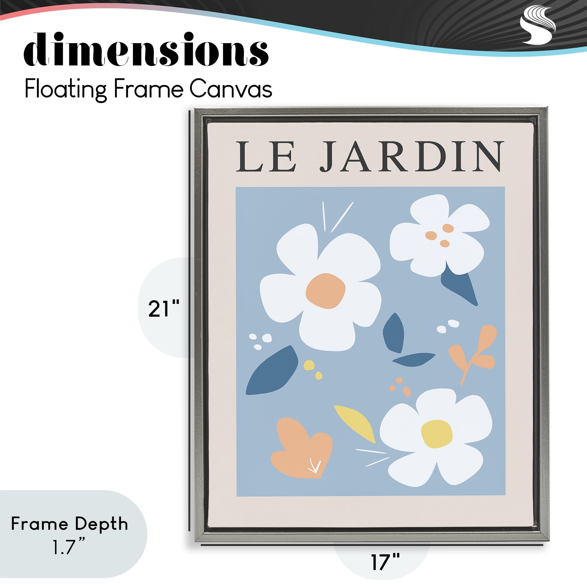 Stupell Industries Bouncing Floral Le Jardin Gray Framed Floater Canvas Wall Art, design by Anna Quach