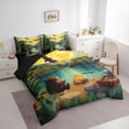 thumbnail image 2 of Erosebridal Kawaii Animal Bear Deer Bedding Comforter Set 7pcs for Boys Girls,Kids Teens Lake Life Happy Camping Queen Bedding Sets,Black Reversible,Microfiber Bedroom Decor, 2 of 6