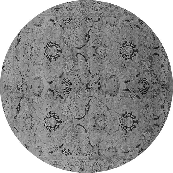 Ahgly Company Indoor Round Oriental Gray Industrial Area Rugs, 7' Round