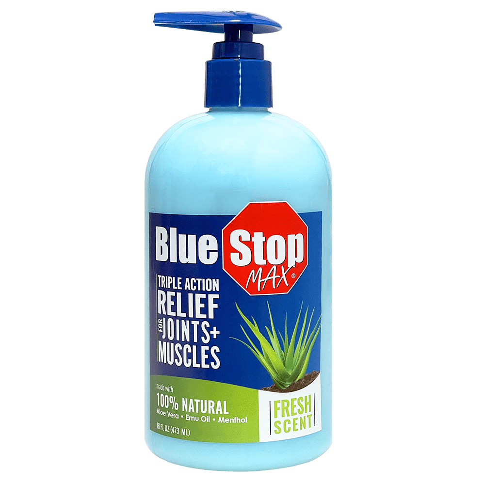 Blue Stop Max Topical Gel for Muscle and Joint Relief with Natural Menthol and Emu Oil, 16 oz Pump
