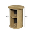 thumbnail image 2 of 18'' Fluted Round End Tables with Sliding Door, Modern Side Table Nightstands for Living Room Bedroom,Natural, 2 of 6