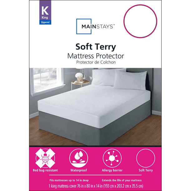 Mainstays Soft Terry Waterproof Zippered Mattress Protector, King