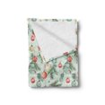 thumbnail image 2 of Ambesonne Christmas Fleece Throw Blanket Xmas Globes and Leaves 60"x80" Pale Mint Green and Vermilion, 2 of 6