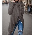 thumbnail image 3 of Women's Open Front Knited Tassels Slash Loose Cardigan Crew Neck Speckled Fringe Sweater Outwear, 3 of 13