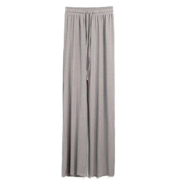 Pantalones de pierna ancha ligeros de seda helada para mujer de primavera y otoño, pantalones informales rectos sueltos de cintura alta de Color sólido para niña Tan Jianjun unisex