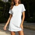 thumbnail image 5 of Puyaiuu Women Solid Crew Neck Short Sleeve T Shirt Mini Dress With Side Pockets White XL Gift, 5 of 7