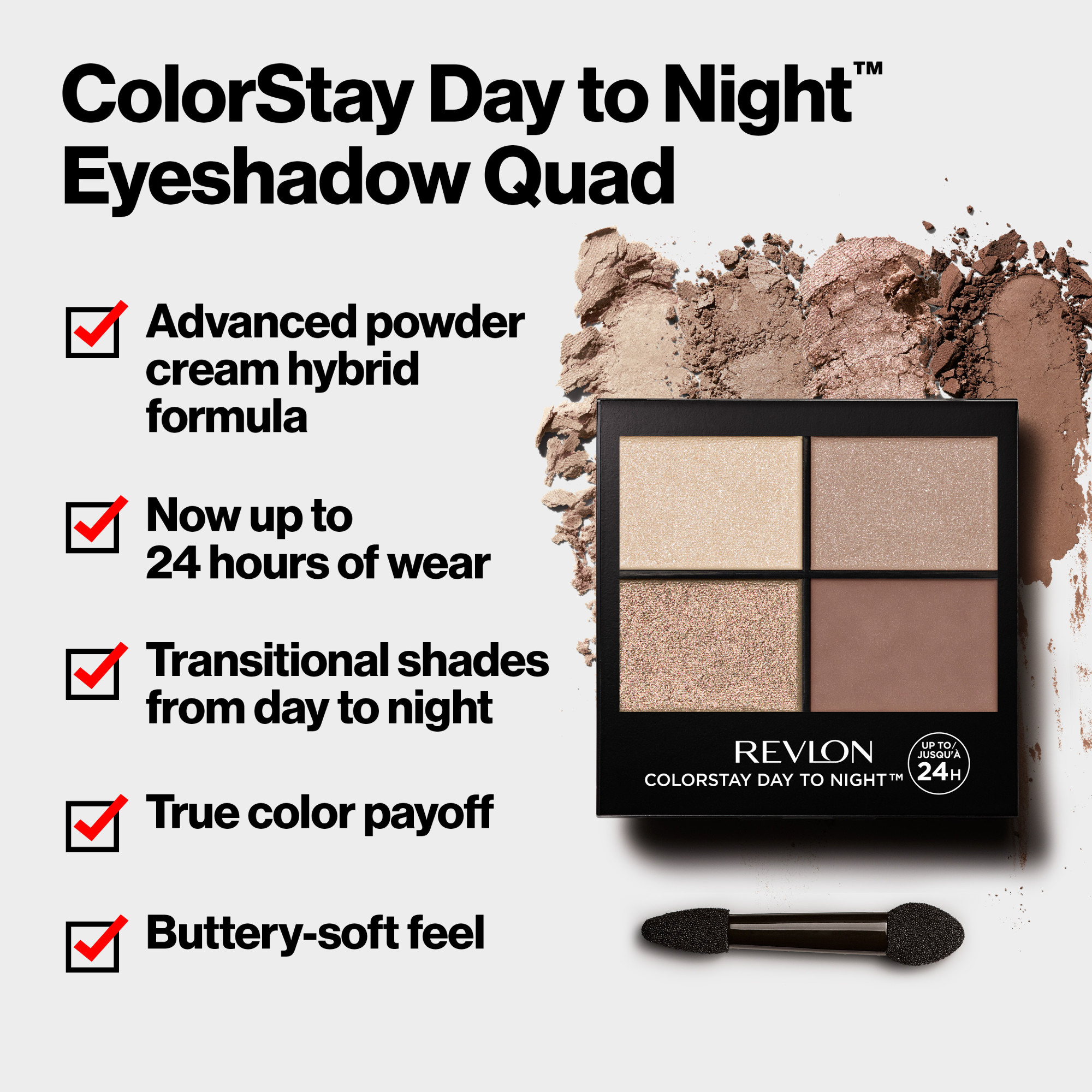 Revlon ColorStay Day to Night Eyeshadow Quad, Longwear Shadow Palette with Transitional Shades and Buttery Soft Feel, Crease & Smudge Proof, 505 Decadent, 0.16 oz - image 5 of 12