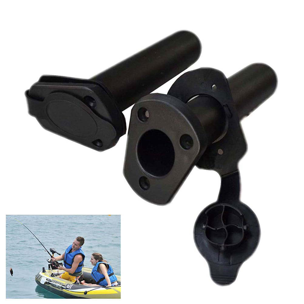 Set 2 Plastic Flush Mount Fishing Boat Rod Holder & Cap Cover for Kayak Pole 