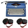 Royal 79106B Classic Manual Typewriter (Blue) & 2 Pack 7331525 Black/Red Nylon Typewriter Ribbon