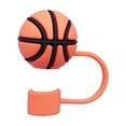 thumbnail image 1 of Silicone Splash-Proof Straw Cover, Reusable Basketball Design for Sports Bottles, 10mm Diameter, Dishwasher Safe, 1 of 9