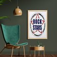 thumbnail image 2 of Grunge Wall Art with Frame, Rock Stars Typographic Style Murky Tones Music Vintage Composition, Printed Fabric Poster for Bathroom Living Room, 23" x 35", Charcoal Grey and Indigo, by Ambesonne, 2 of 2
