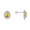 thumbnail image 3 of RYLOS Women's 14K White Gold Birthstone Set: Ring, Earring & Pendant Necklace. Gemstone & Diamonds, 6X4MM Citrine November Birthstone. Perfectly Matching Gold Jewelry, Size 9, 3 of 8