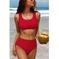 thumbnail image 2 of Charmo Women Scalloped Bikini Swimsuit High Waisted Two Piece Bathing Suit, 2 of 5