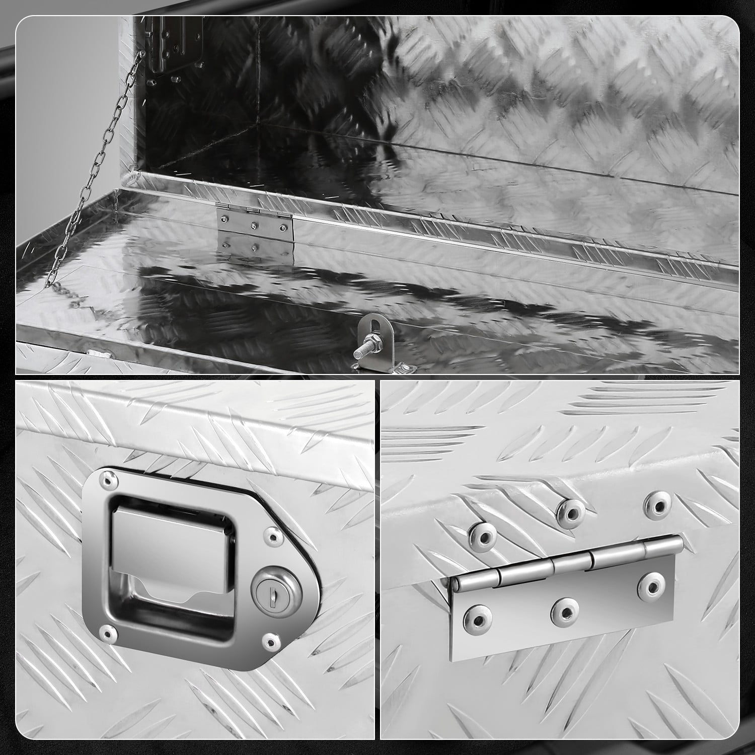 DNA Motoring 30"x13"x10" Aluminum Tool Box Pickup Truck Bed Trailer Storage w/Lock & Key