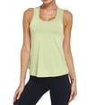 thumbnail image 2 of NMMUED Workout Shirts for Women Open Back Tank Tops Criss Cross Yoga Tees Layered Back Flowy Athletic Clothes Loose Fit Sleeveless Gym Fitness Running Activewear Green M, 2 of 6