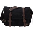 thumbnail image 1 of HSHDLDF Retro Unisex Canvas Leather Messenger Shoulder Bag Fits 13.3" Laptop, 1 of 7