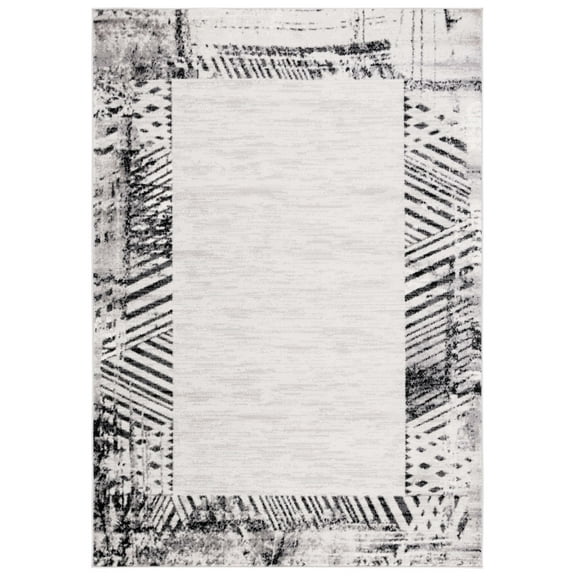 SAFAVIEH Skyler Kady Bordered Area Rug, Ivory Grey/Black, 4' x 6'