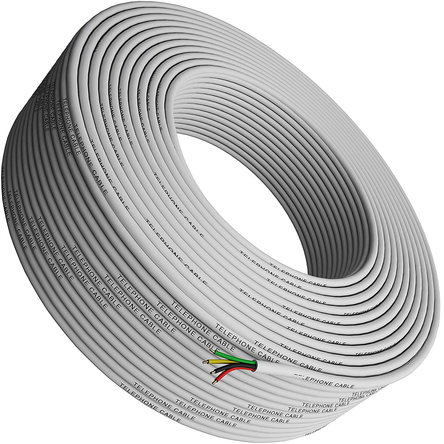 Phone Cable 300ft Rounded White Roll (100 M 328 ft) 4X1/0.4 Reel