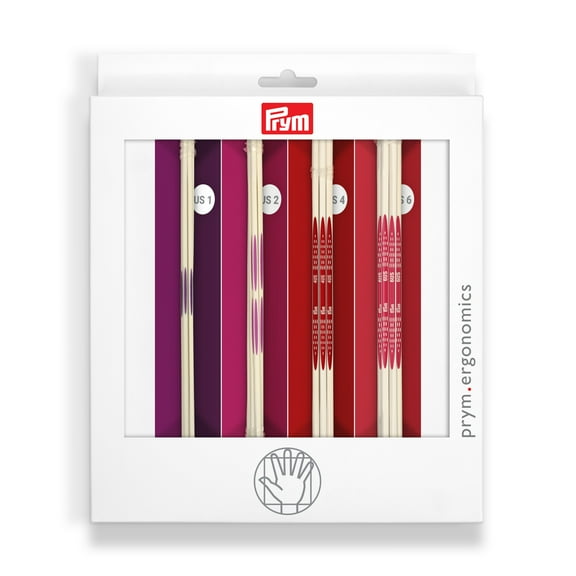 Prym Ergonomics 8" Double Point Knitting Needles Set, US 1, 2, 4 & 6