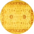 thumbnail image 1 of Ahgly Company Machine Washable Indoor Round Oriental Yellow Traditional Area Rugs, 7' Round, 1 of 4