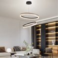 thumbnail image 4 of Modern 2-Ring Black LED Chandelier, Dimmable Pendant Light with Remote, Adjustable Height Ceiling Fixture for Kitchen Island, Dining Room, Bedroom, 4 of 7