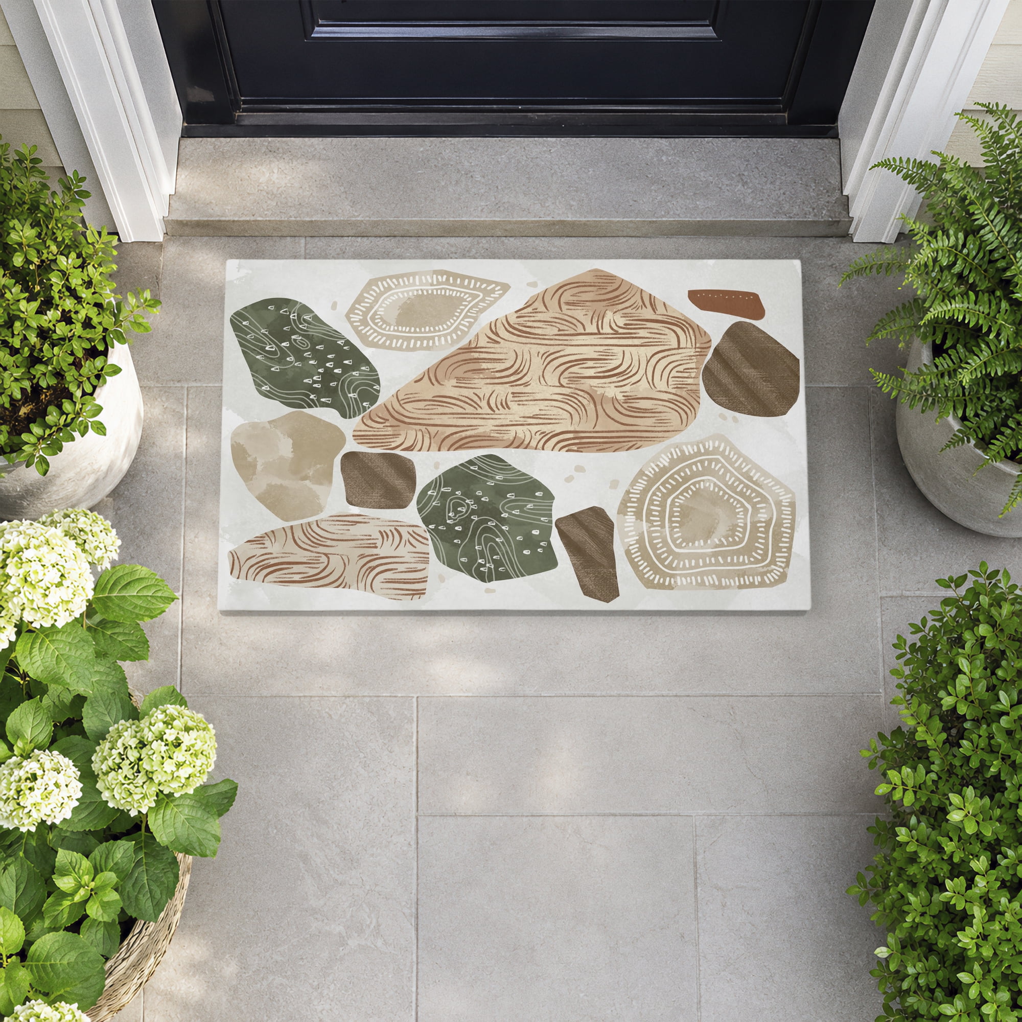 Stupell Industries Earthy Stones Pattern Printed Outdoor Door Floor Mat, design by Ziwei Li