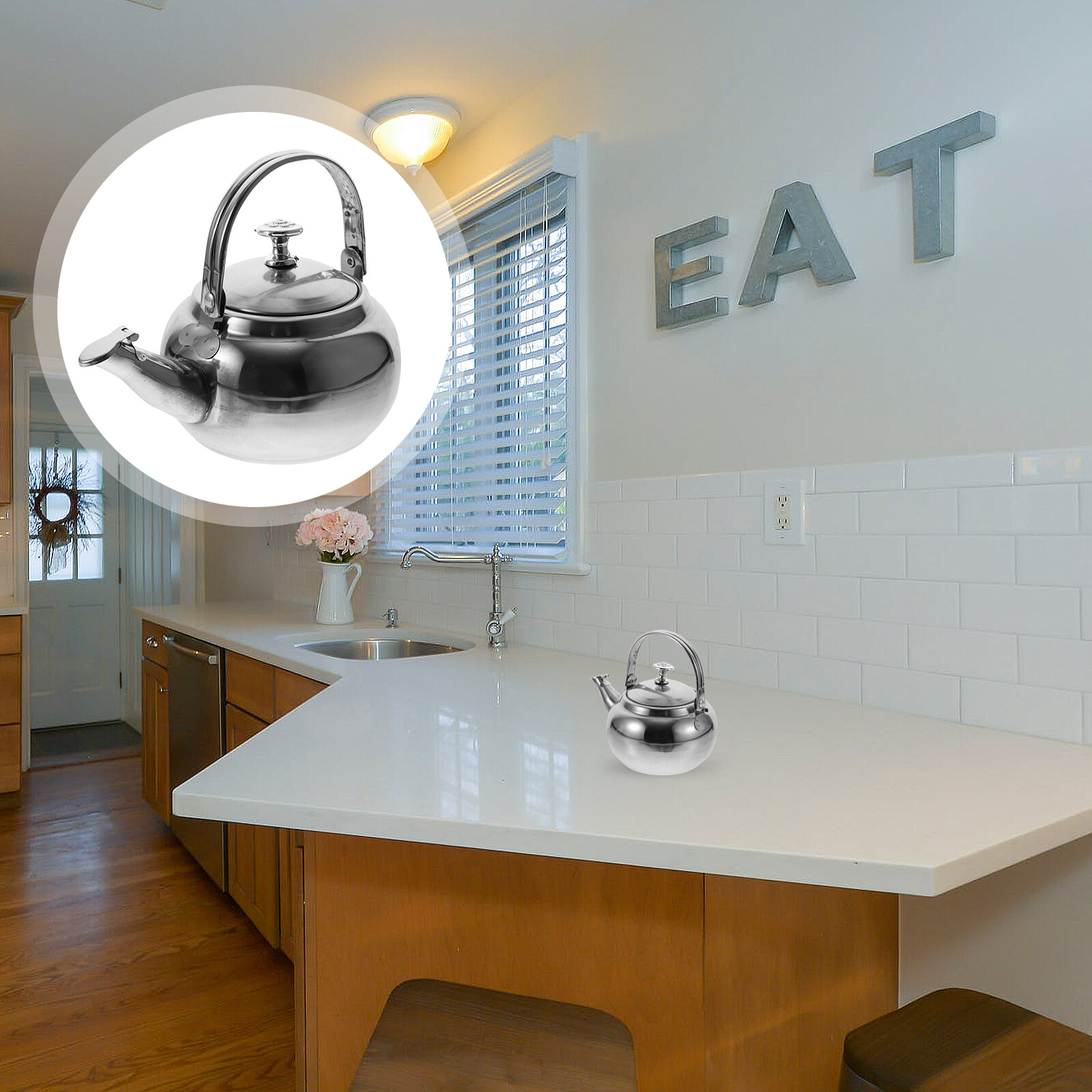 Stainless Steel Whistling Tea Kettle Stovetop Tea Pot Fast Boiling Heat