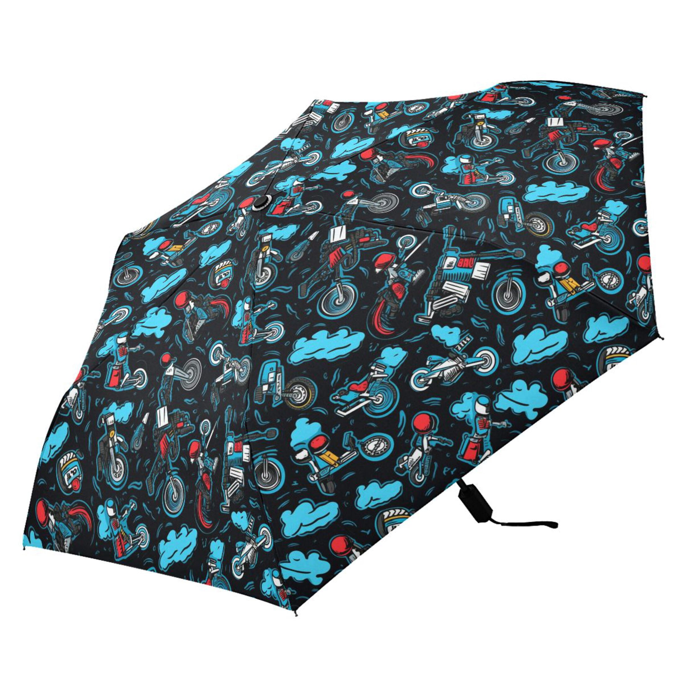 Motorbike and Biker Compact Sun Umbrella Windproof Travel Umbrellas for Rain Strong Portable UV Protection