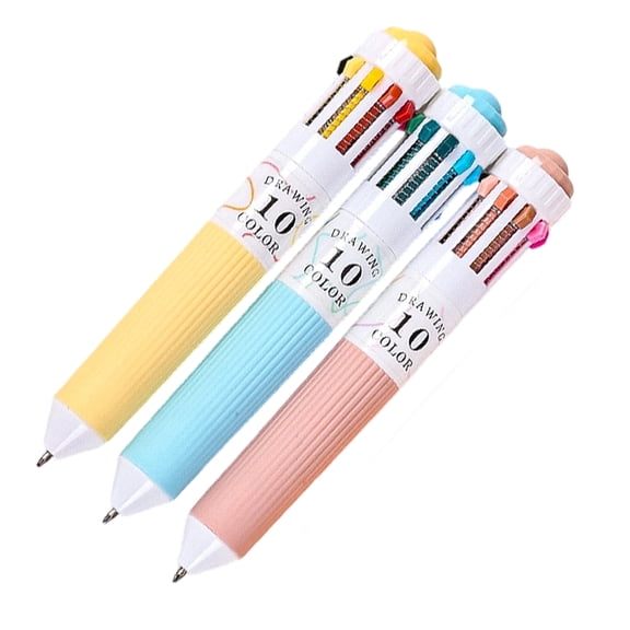 3/6Pcs 10-Color-in-1 Ballpoint Pen 0.8MM Tip Retractable Multicolored Pen for Daily Journaling Note Taking Drawing