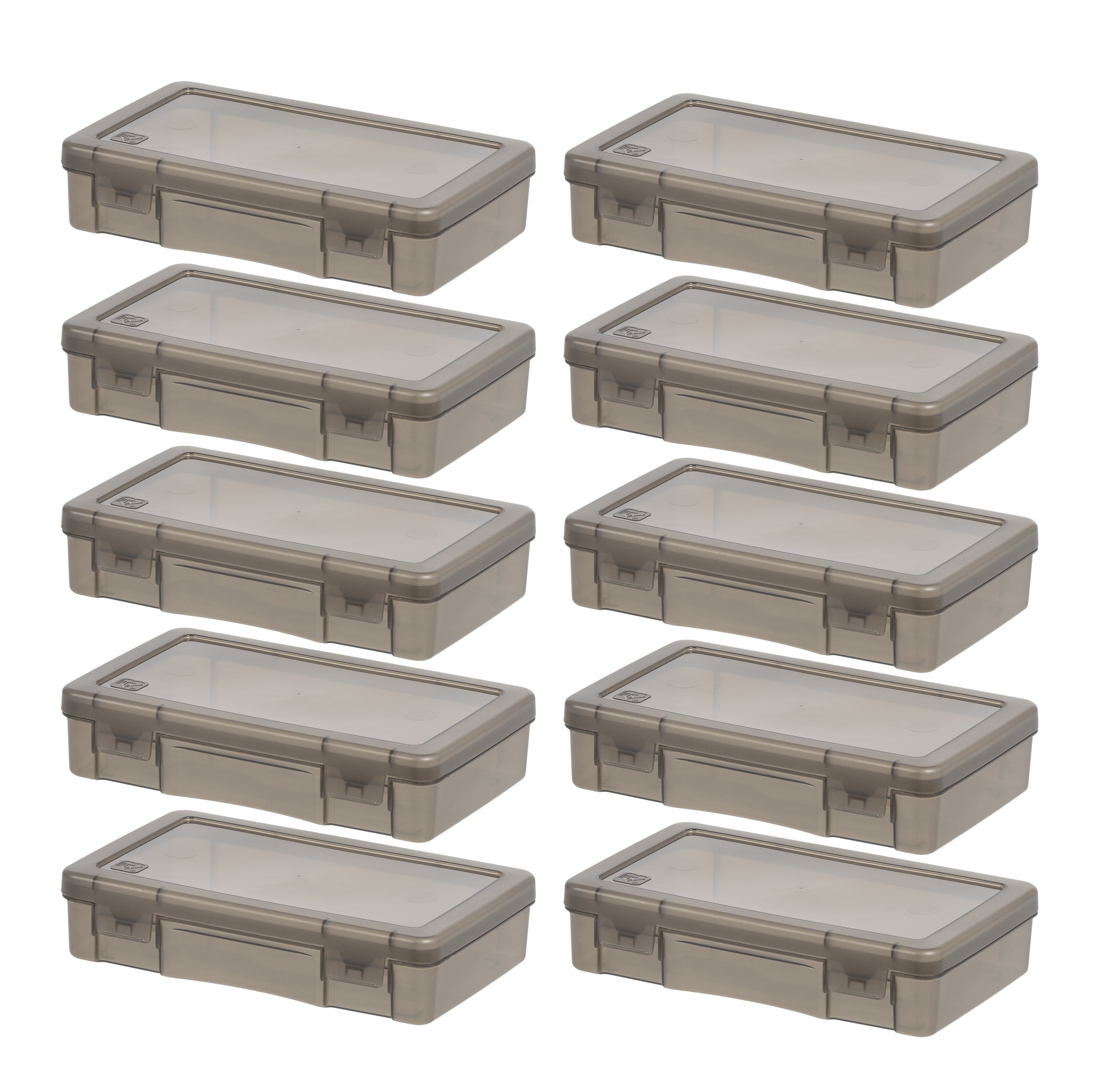 IRIS Small Plastic Pencil Case, Hobby Art Craft Supply Organizer, Pencil Box, Gray, Set of 10
