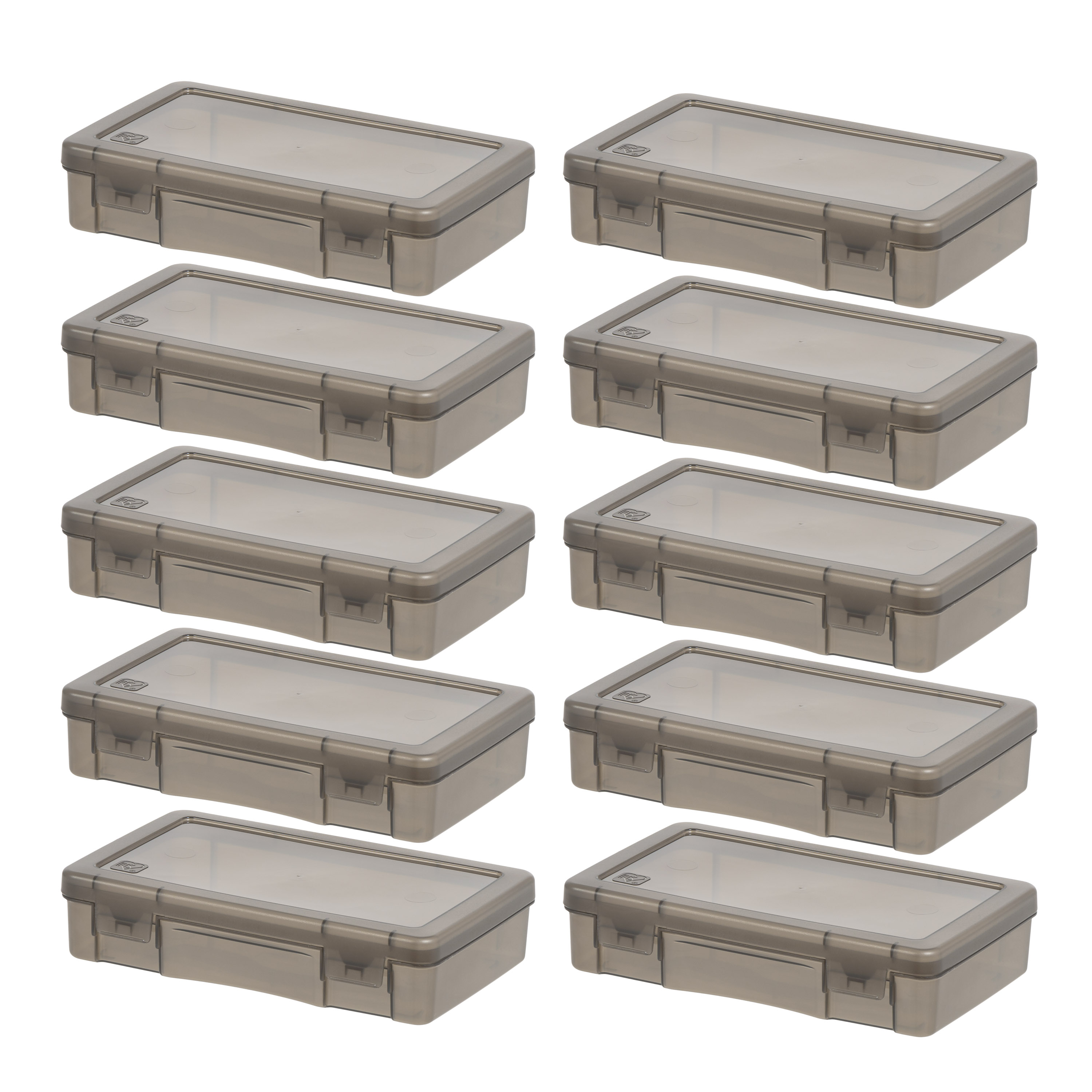 IRIS Small Plastic Pencil Case Organizers, Gray, Set of 10 photo 3