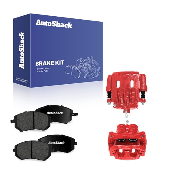 AutoShack Front Red Brake Calipers & Premium Ceramic Brake Pads for Subaru, Outback 2002-2012 Forester 2003-2010 Legacy 2002-2012 Impreza 2003-2005, 2008-2010 Baja 2003-2006, AWD H4 2.0L 2.5L H6 3.0L