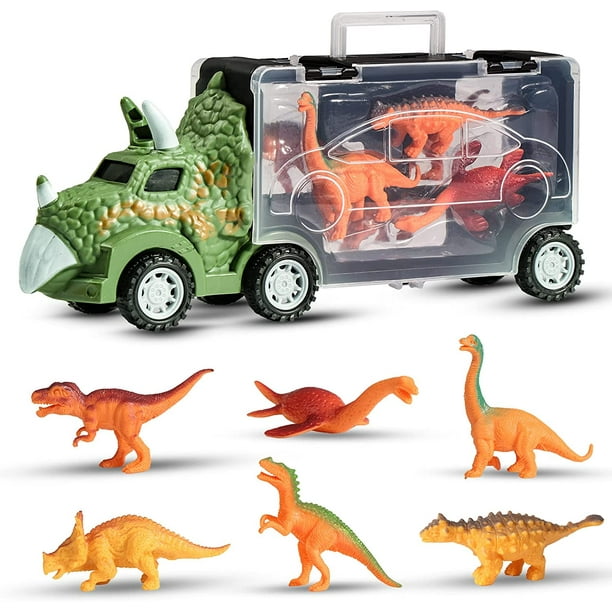 Camion Dinosaures Jouets de Transporteur avec 15 Petits Dinosaures et d'un  ¿uf, Figurine Dinosaure Voiture Jouet Cadeaux pour Enfant Tyrannosaure