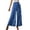 a-2Blue1, variant on Womens Solid Color High Waisted Wide Leg Pants With Bow Tie Waist Front Slit Details For Office Business Casual Daily Work Wear White