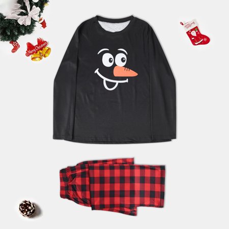 

NEGJ Matching Family Pajamas Sets Christmas Family Smile Print Top And Pants Sleepwear For Dad