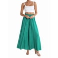 thumbnail image 3 of Women Casual High Waist Spring Fall Solid Color Long Wide Leg Pants Casual with Pockets Green M, 3 of 9